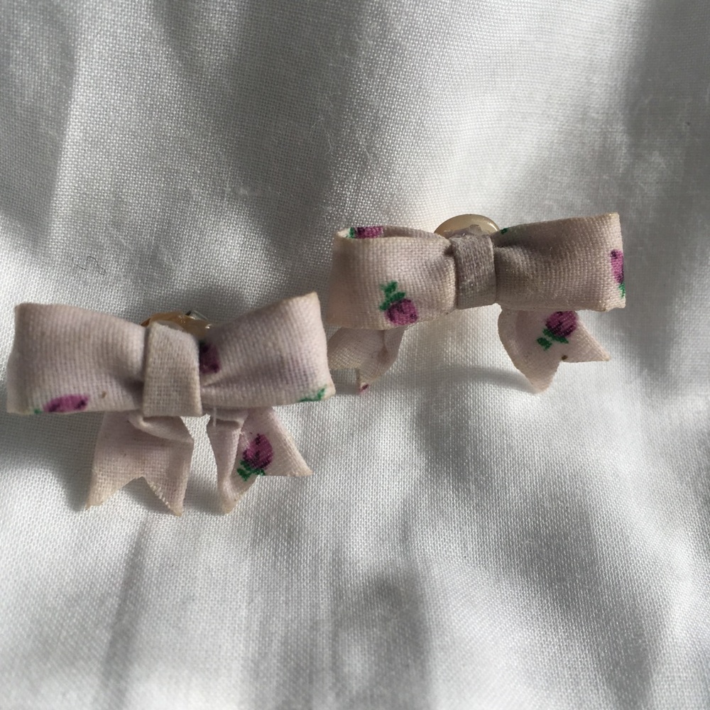 Real fabric Bow earrings - sweet
